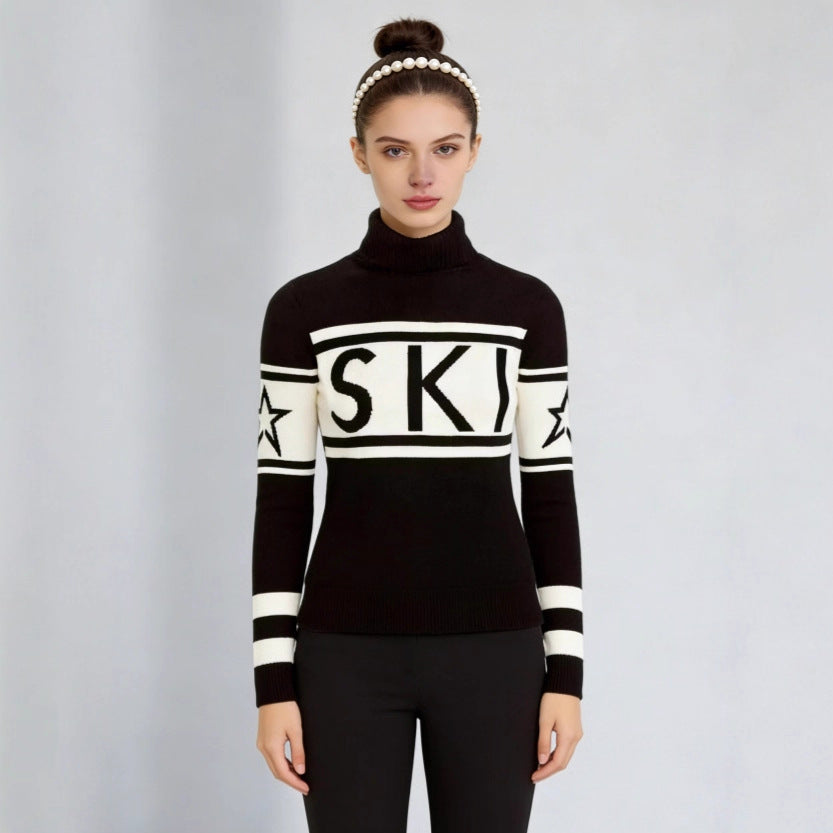 Damen Pullover Hochkragen Ski-Design Norvielle
