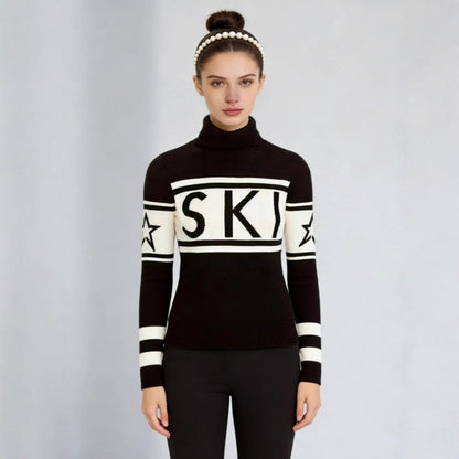 Damen Pullover Hochkragen Ski-Design Norvielle