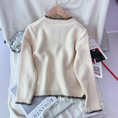 Damen Strickjacke Klassisch Kontrastnähte Taschen Norvielle