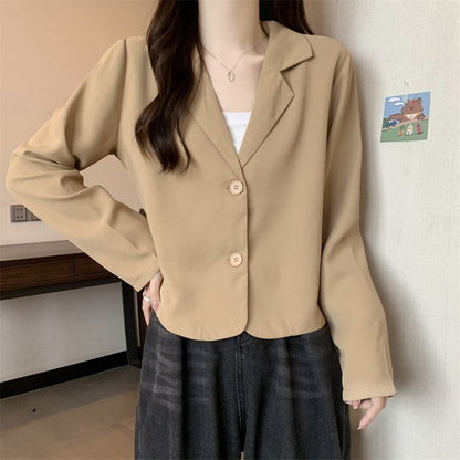 Damen Kurzjacke Eleganter Knopf-Ausschnitt Norvielle