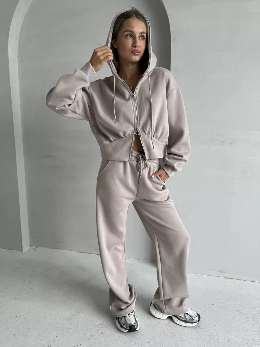 Damen Sport Set Cropped Hoodie und Jogginghose Norvielle