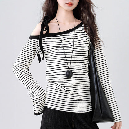 Damen Off-Shoulder Streifen Design