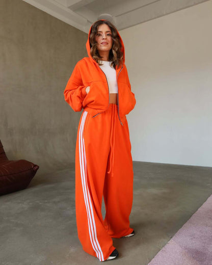 Damen Sportliches Lounge-Set Cropped Hoodie Weite Passform
