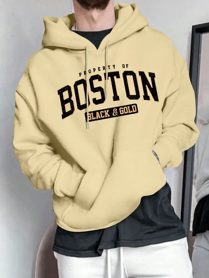 Herren Kapuzensweater Boston-Print Weich Norvielle