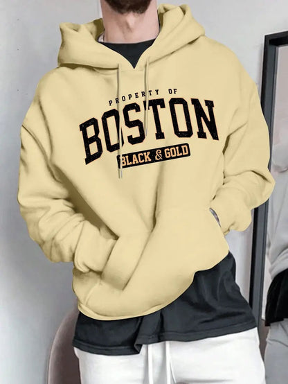 Herren Kapuzensweater Boston-Print Weich Norvielle
