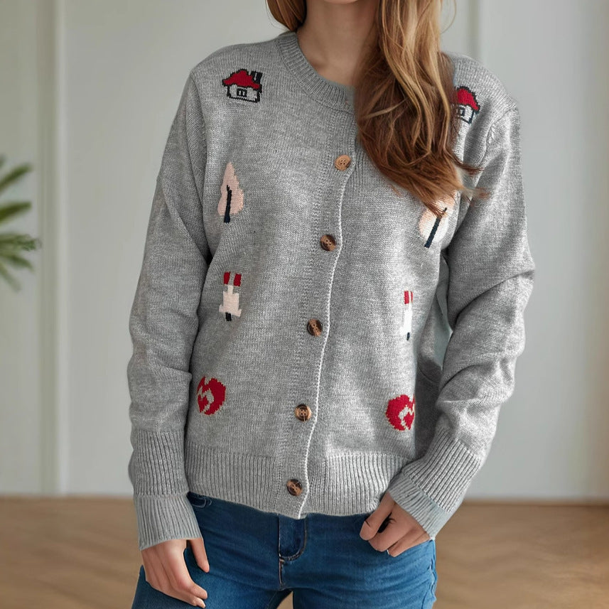 Damen Strickjacke Bunt Knöpfe Norvielle