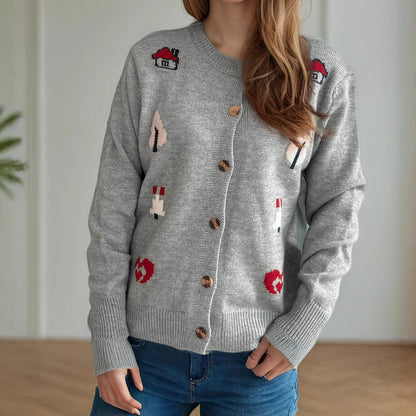 Damen Strickjacke Bunt Knöpfe Norvielle