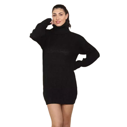 Damen Strickkleid Rollkragen Lässig Norvielle