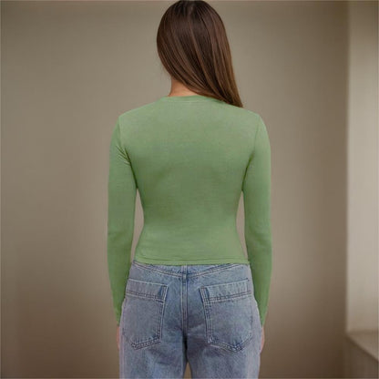 Damen Langarmoberteil Figurbetont Cut-Out-Design Norvielle