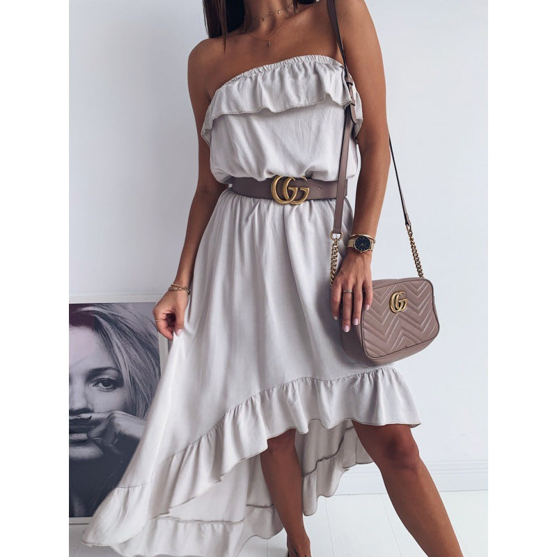 Damen Wickelkleid Volants Taillierter Gürtel Norvielle