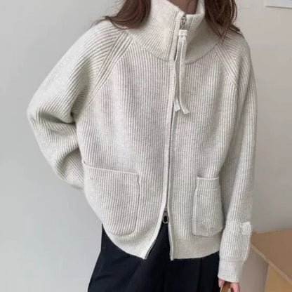 Damen Strickjacke Hochkragen mit Taschen Norvielle - Norvielle