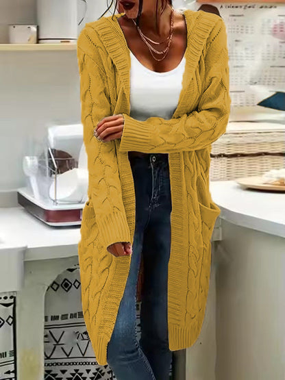 Damen Cardigan Grosstrick Kabelmuster Beige