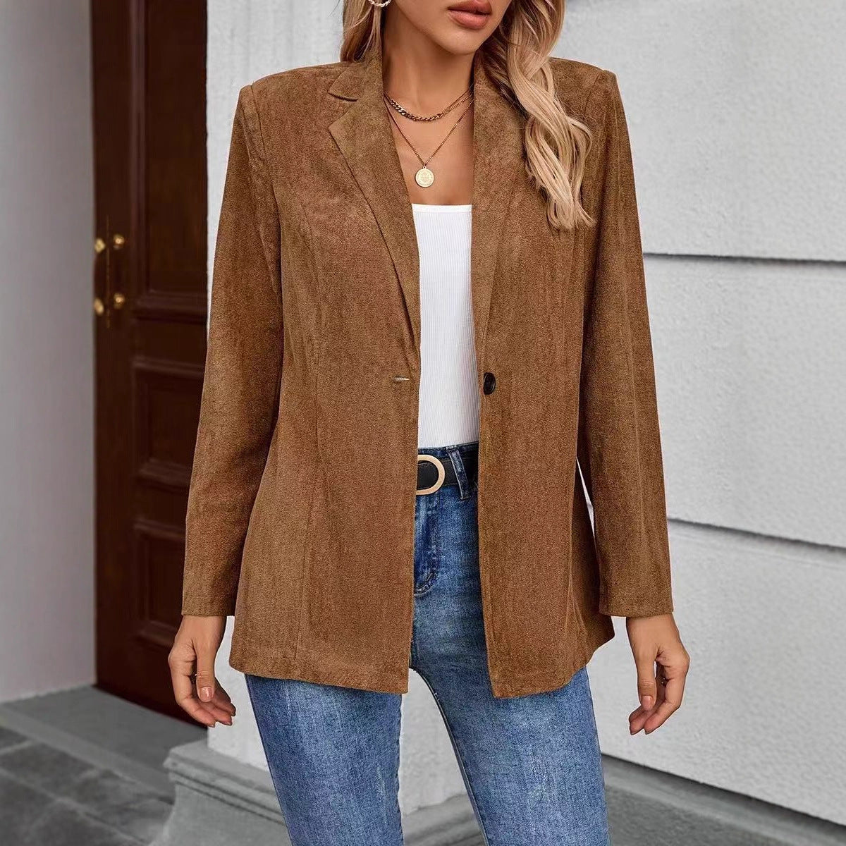 Damen Blazer Samtweich Struktur Norvielle Schwarz - Norvielle