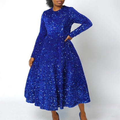 Damen Abendkleid Lang Glitzernd