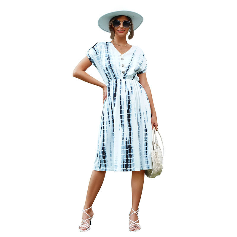 Damen Wickelkleid Sommer Tie-Dye Muster Norvielle