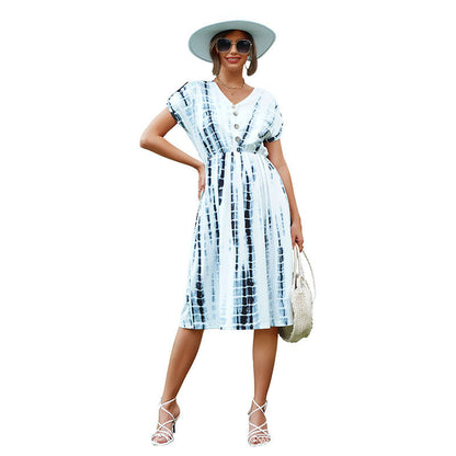 Damen Wickelkleid Sommer Tie-Dye Muster Norvielle