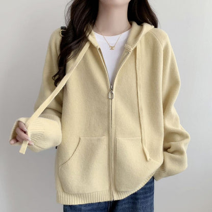 Damen Oversized Kapuzenjacke Kurz Schnitt Praktische Taschen