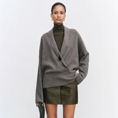 Damen Wickelpullover Weich Wolle Norvielle