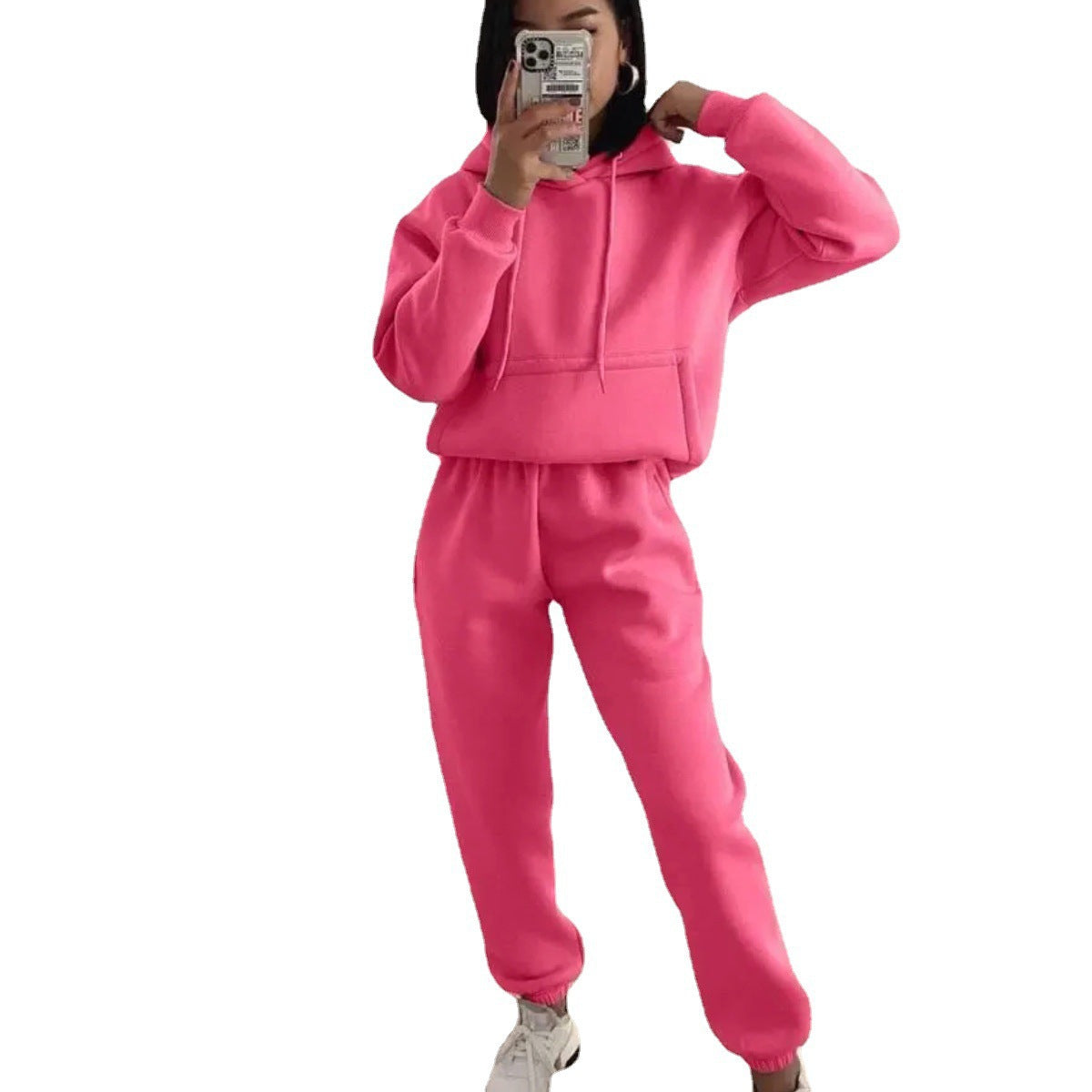 Damen Fleece-Joggingset mit Kapuze Elastisch Norvielle