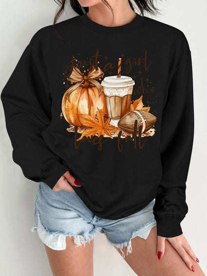 Damen Sweatshirt Herbstlich Motiv Druck Norvielle