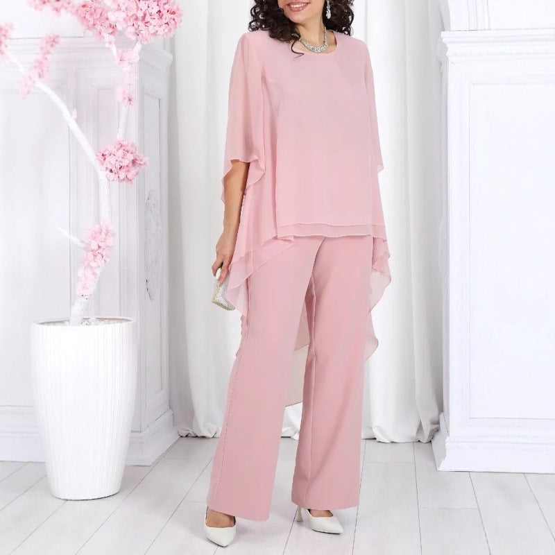 Damen Tunika mit Überlagerung und Eleganten Pants