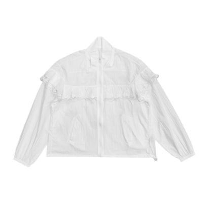 Damen Übergangsjacke Rüschendetails Elegantes Design