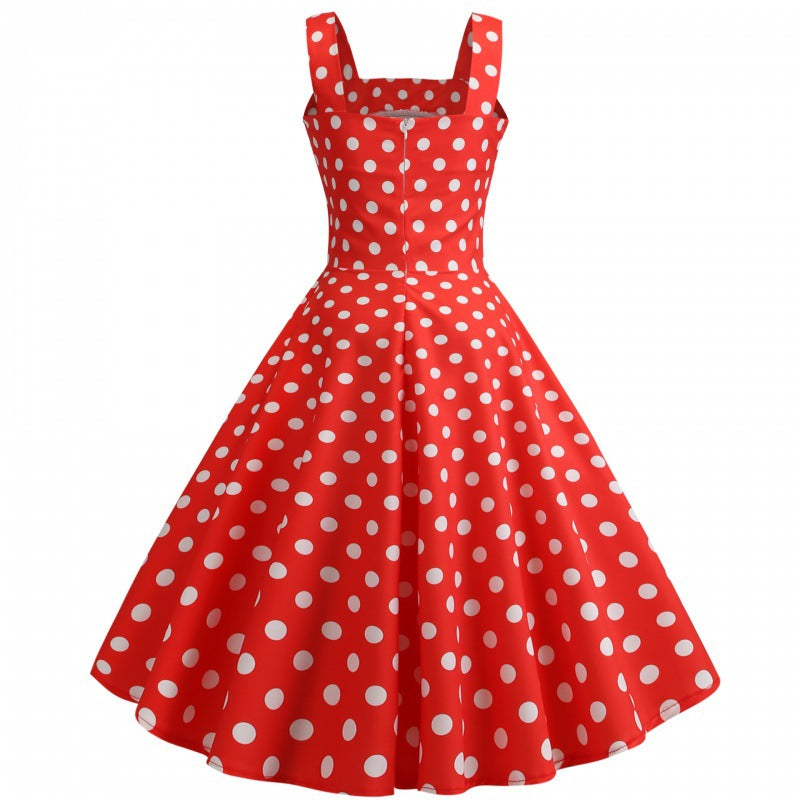 Damen Swingkleid mit Punkten Tailliert