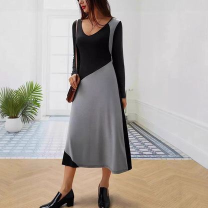 Damen Langarm-Kleid Figurbetont Moderner Schnitt Mehrfarbig - Norvielle