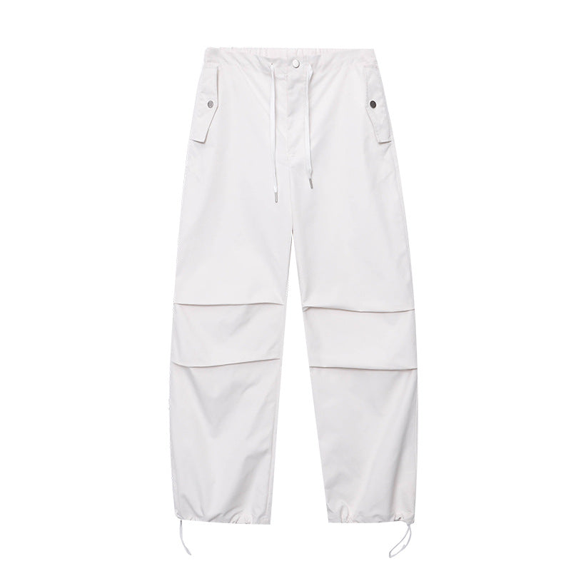 Damen Stoffhose Elastischer Bund Seitentaschen Beige