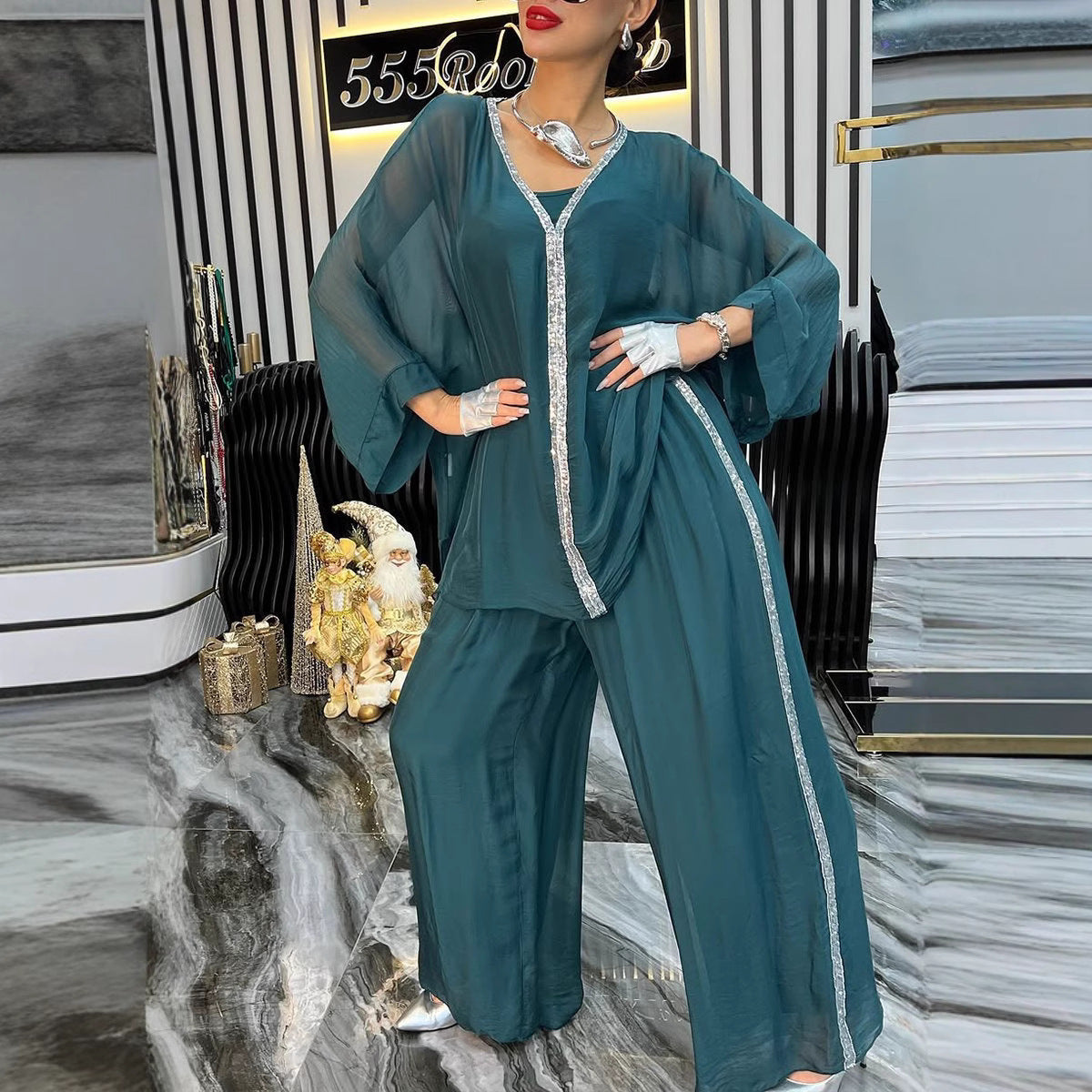 Damen Jumpsuit Luftig Elegant Glitzernd Norvielle - Norvielle