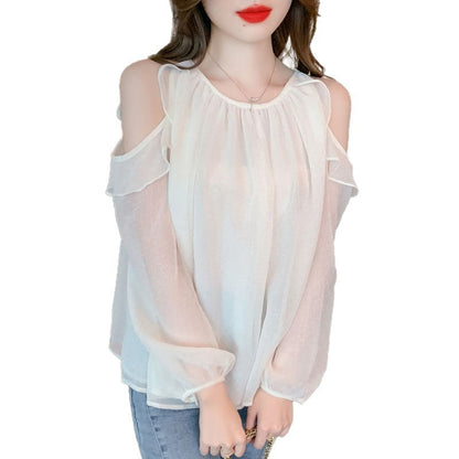 Damen Bluse Offene Schultern Rüschendetails Norvielle