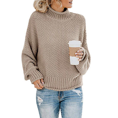 Damen Rollkragenpullover Grobgestrickt Lässiger Schnitt Norvielle