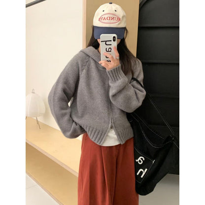 Damen Hoodie-Cardigan Kuschelig Reißverschluss Große Taschen Norvielle