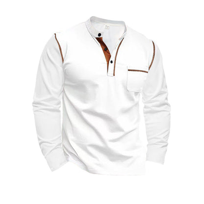 Herren Langarm-Shirt mit Kragen und Brusttasche Norvielle