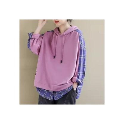 Damen Kapuzenpullover Karo Weich Norvielle