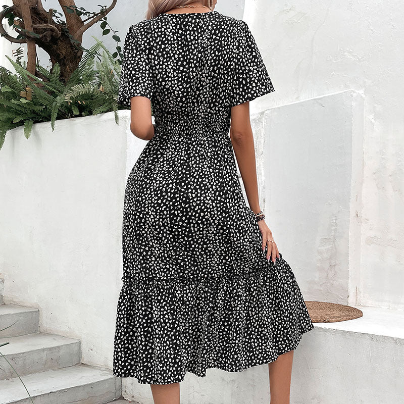 Damen Freizeitkleid Elastischer Bund Rüschensaum Norvielle