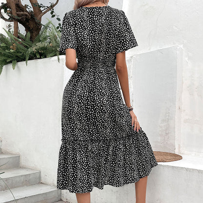 Damen Freizeitkleid Elastischer Bund Rüschensaum Norvielle