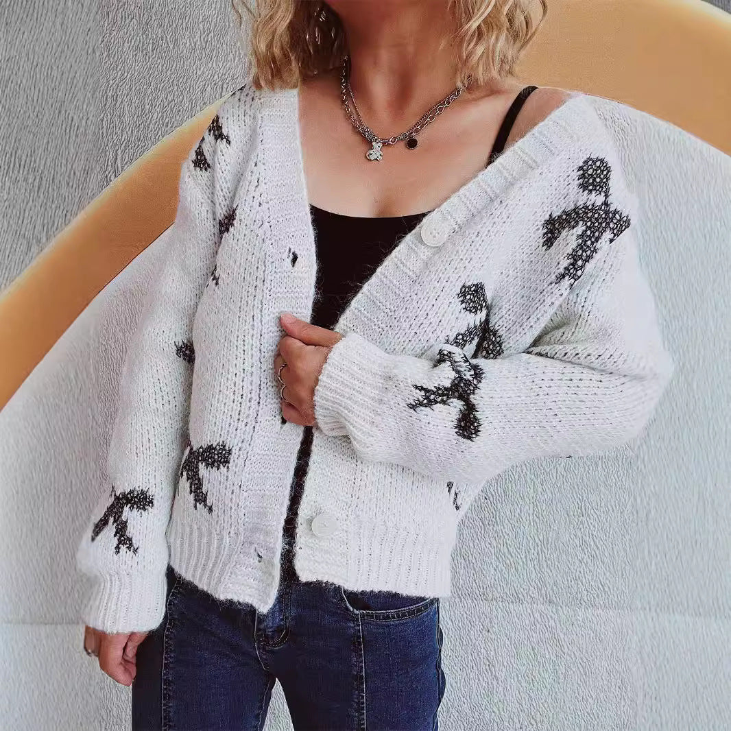 Damen Strickjacke geometrisches Muster Weich Norvielle