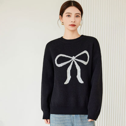 Damen Oversized Pullover mit Schleifen-Design Norvielle