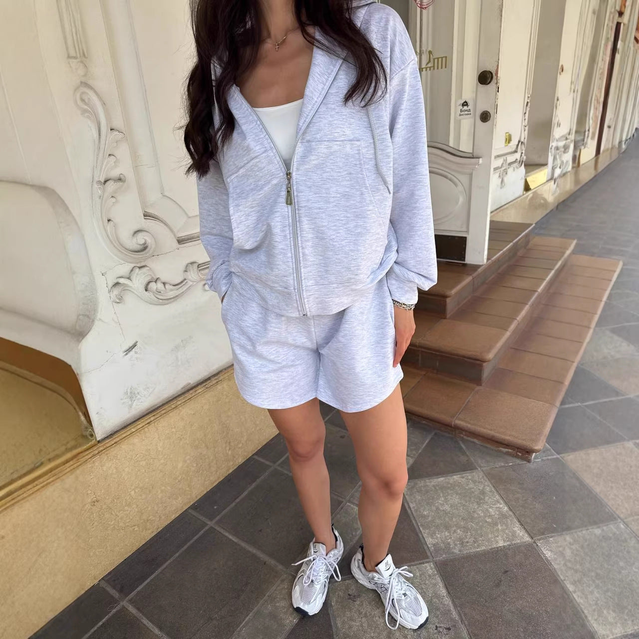 Damen Hoodie Shorts Set Lässig Norvielle