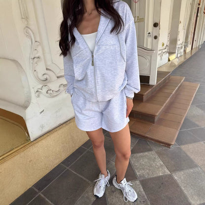 Damen Hoodie Shorts Set Lässig Norvielle