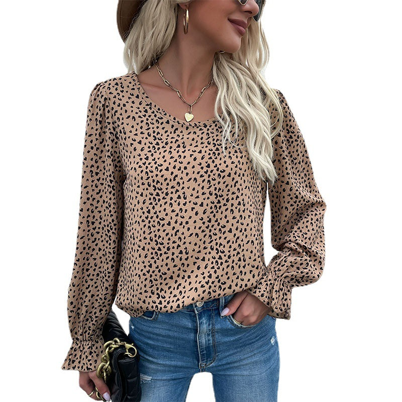 Damen Bluse Rüschendetails Doppel-Puffärmel Norvielle