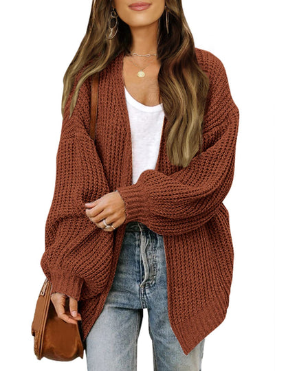 Damen Grobstrickjacke Lässiger Schnitt Überschnittene Schultern