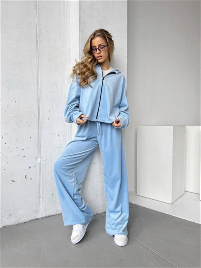 Damen Lounge-Set mit lockerer Jacke und weiten Hosen Norvielle