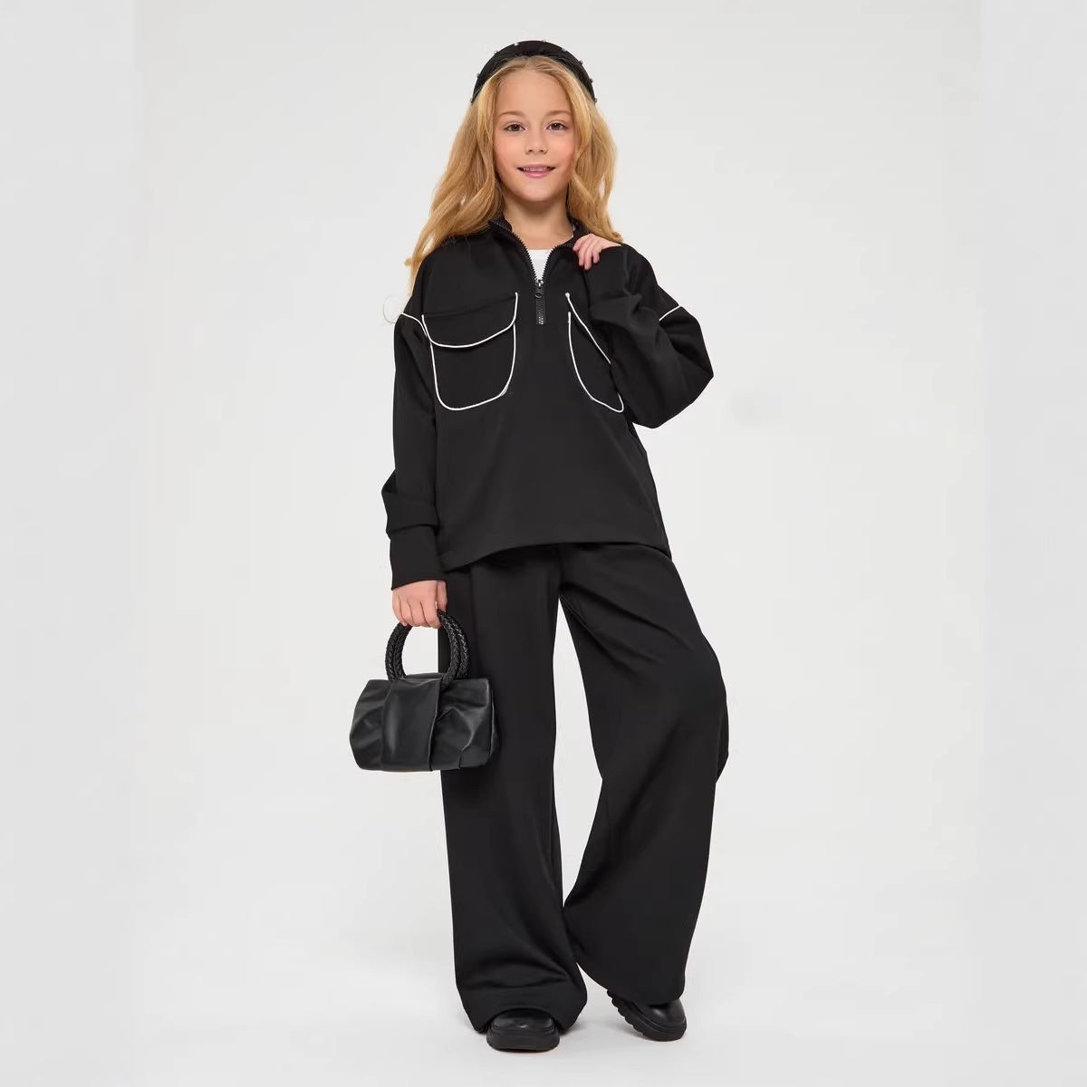 Damen Sportpullover Sweat Halbzipp mit Taschen - Norvielle