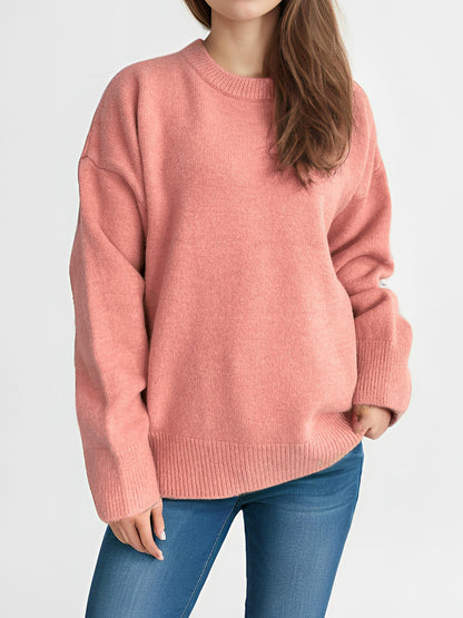 Damen Oversized Strickpullover Weicher Baumwollmix Lässiger Schnitt