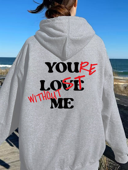 Damen Oversized Kapuzensweater mit Aufdruck