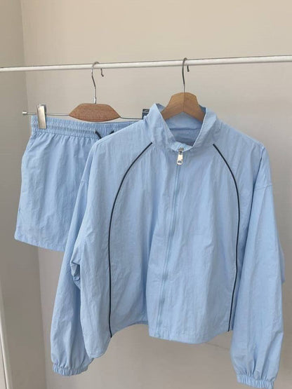 Damen Sport-Set Windbreaker Oberteil und Shorts Norvielle