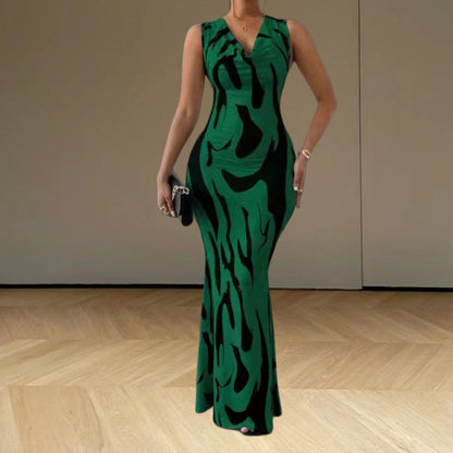 Damen Maxikleid Figurbetont Trendmuster Norvielle