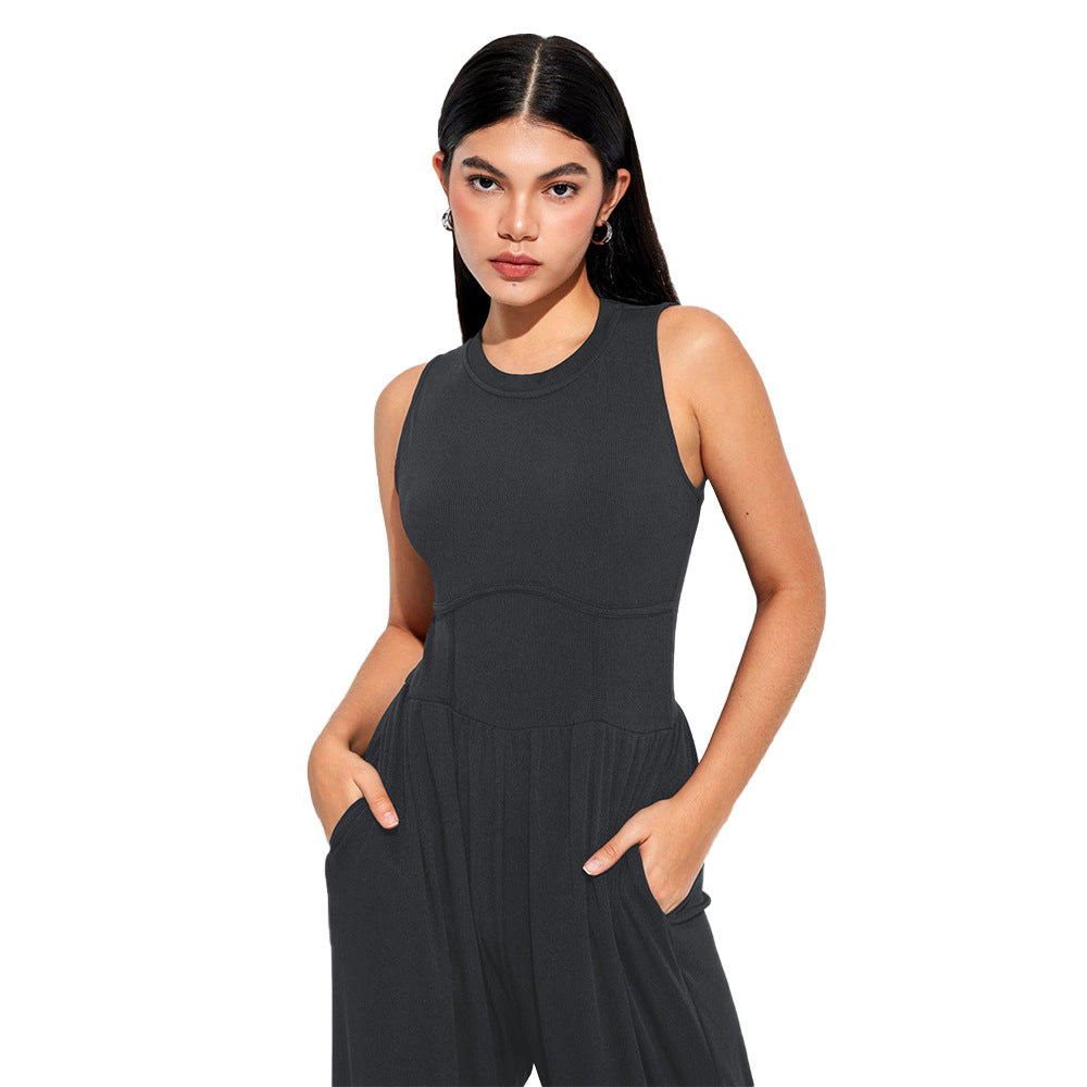 Damen Jumpsuit Hochbund Mit Seitentaschen Norvielle